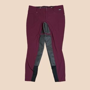 KERRITS Women’s Crossover ll Knee Patch Riding Breech in Wine Red Sz 1X